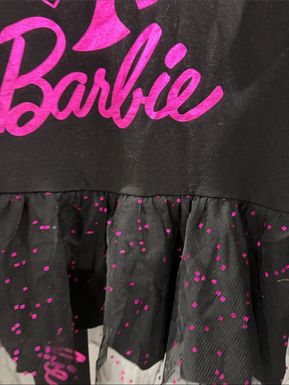 Barbie Black & Hot Pink Logo Tulle Dress Set